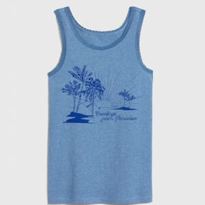 GAP Kids Graphic Tank Top Blue Heather Girl’s Size XL
